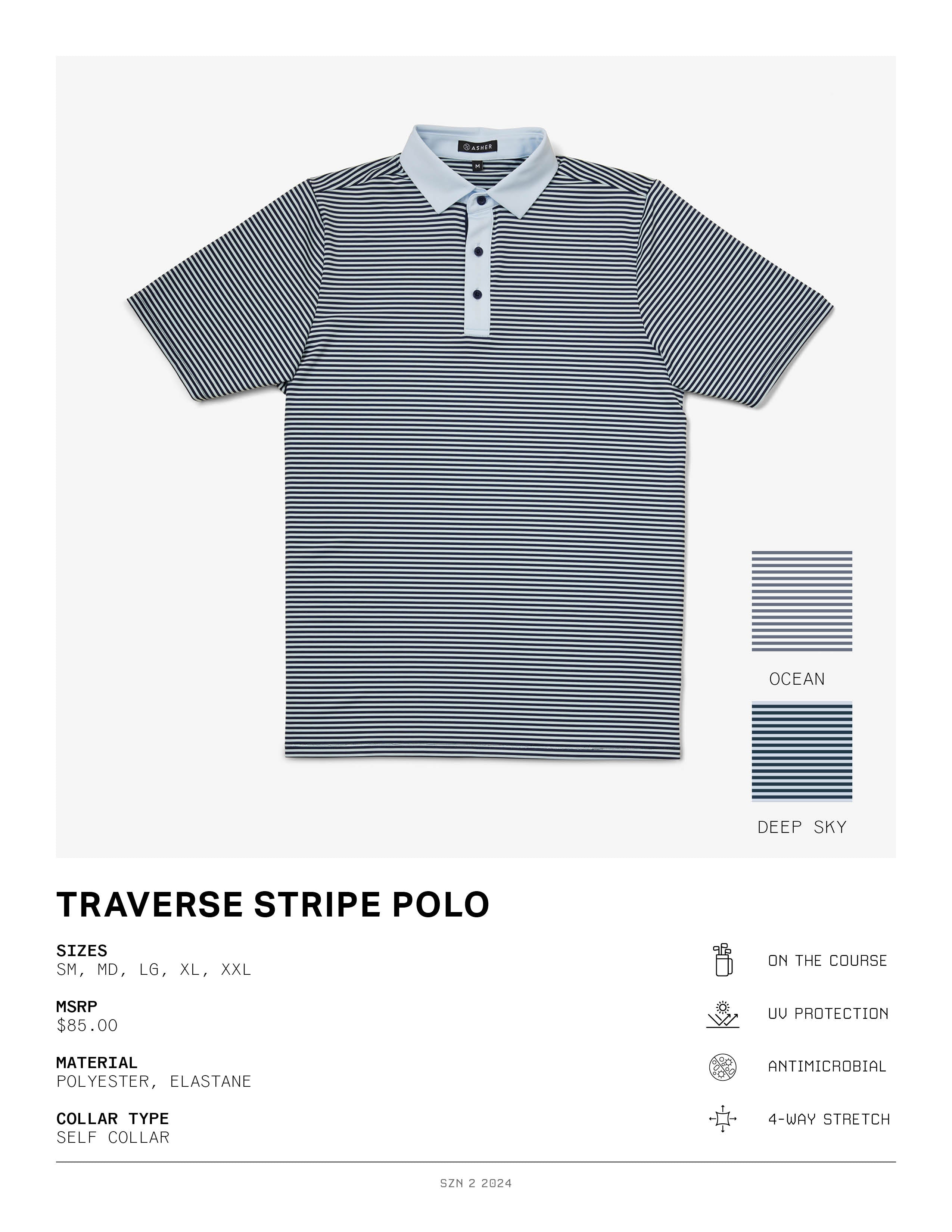 FRESH GOLF X ASHER GOLF - TRAVERSE STRIPE POLO – Fresh Golf