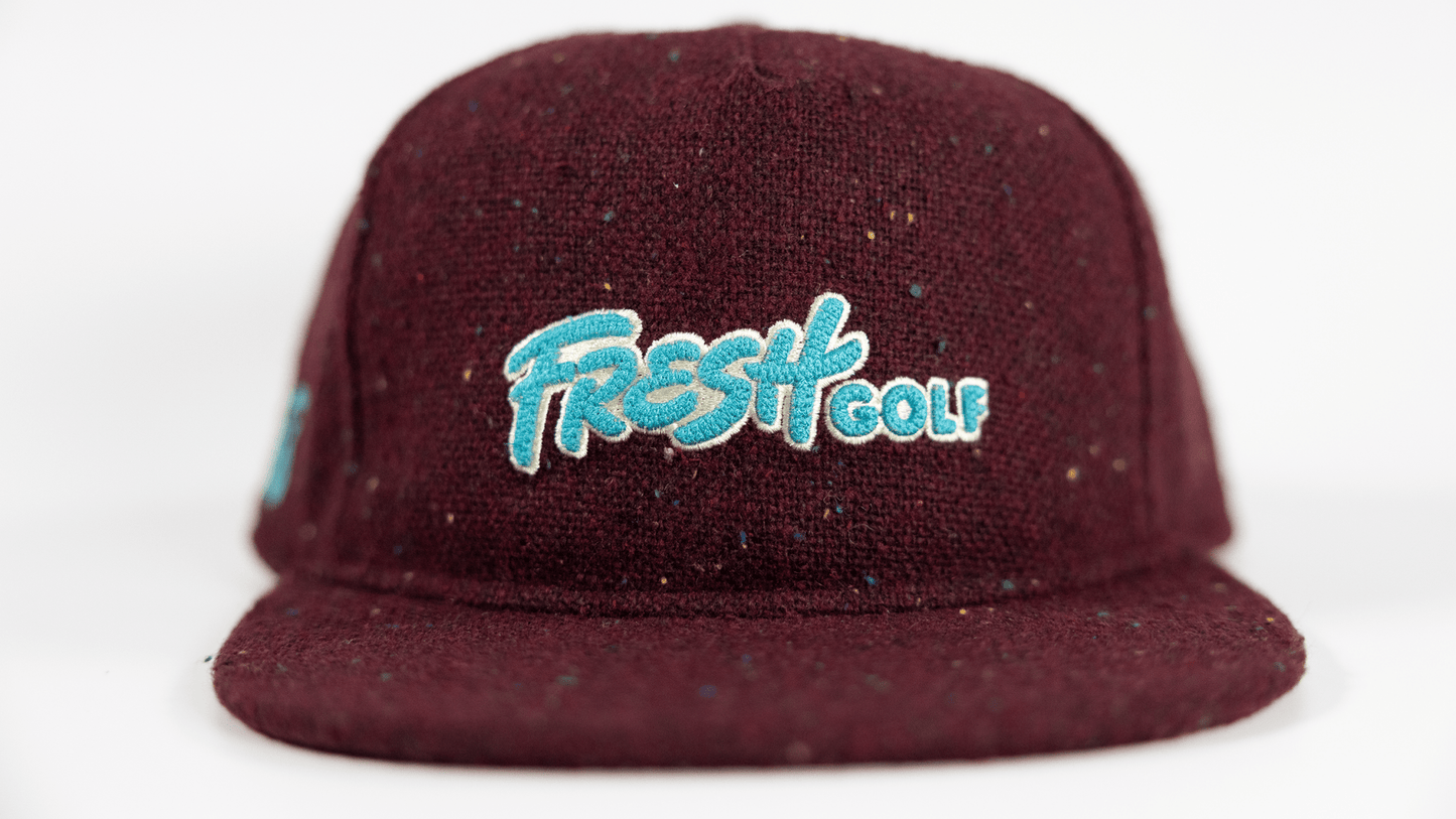 Maroon Fleck Tweed Snapback - Fresh GolfOne size